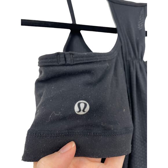 Lululemon Top Womens 4 Tank No Limits Black Racerback Built In Bra Athletic - Picture 3 of 4